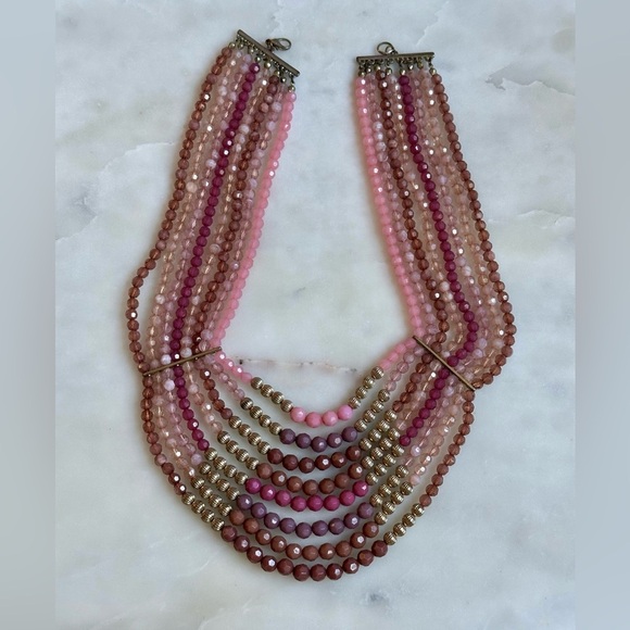 Pink and Gold Beaded Necklace - Picture 1 of 4